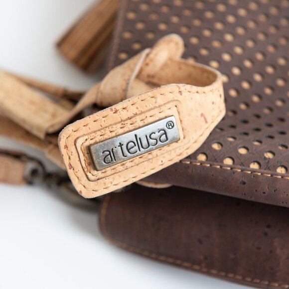 Artelusa Cork Handbag Laser Cut Purse Crossbody Shoulder Bag Tan Brown - Picture 4 of 16